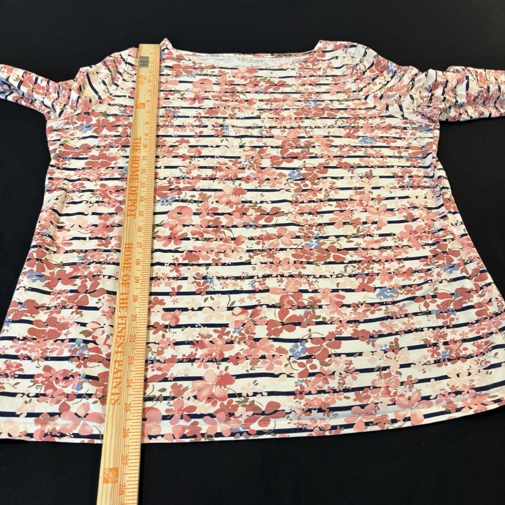 Talbots Womens Pink Floral‎ Cotton 3/4 sleeve stretch blouse sz X casual stretch - Picture 10 of 12
